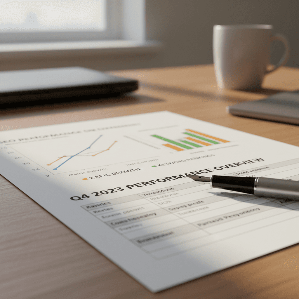 Monthly SEO performance report with analytics