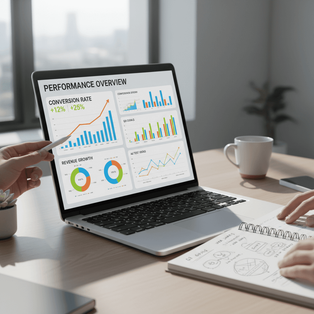 Digital marketing analytics dashboard on laptop screen