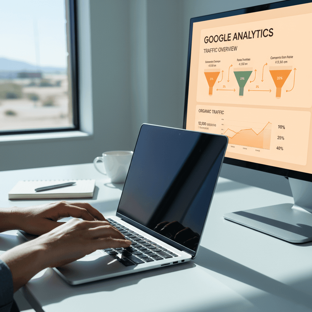 SEO analytics dashboard showing organic traffic growth