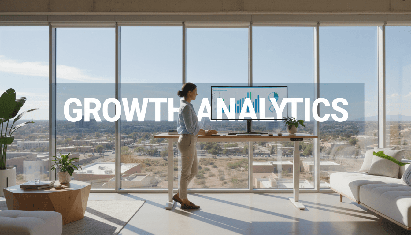 Digital marketing professional reviewing campaign analytics in modern office