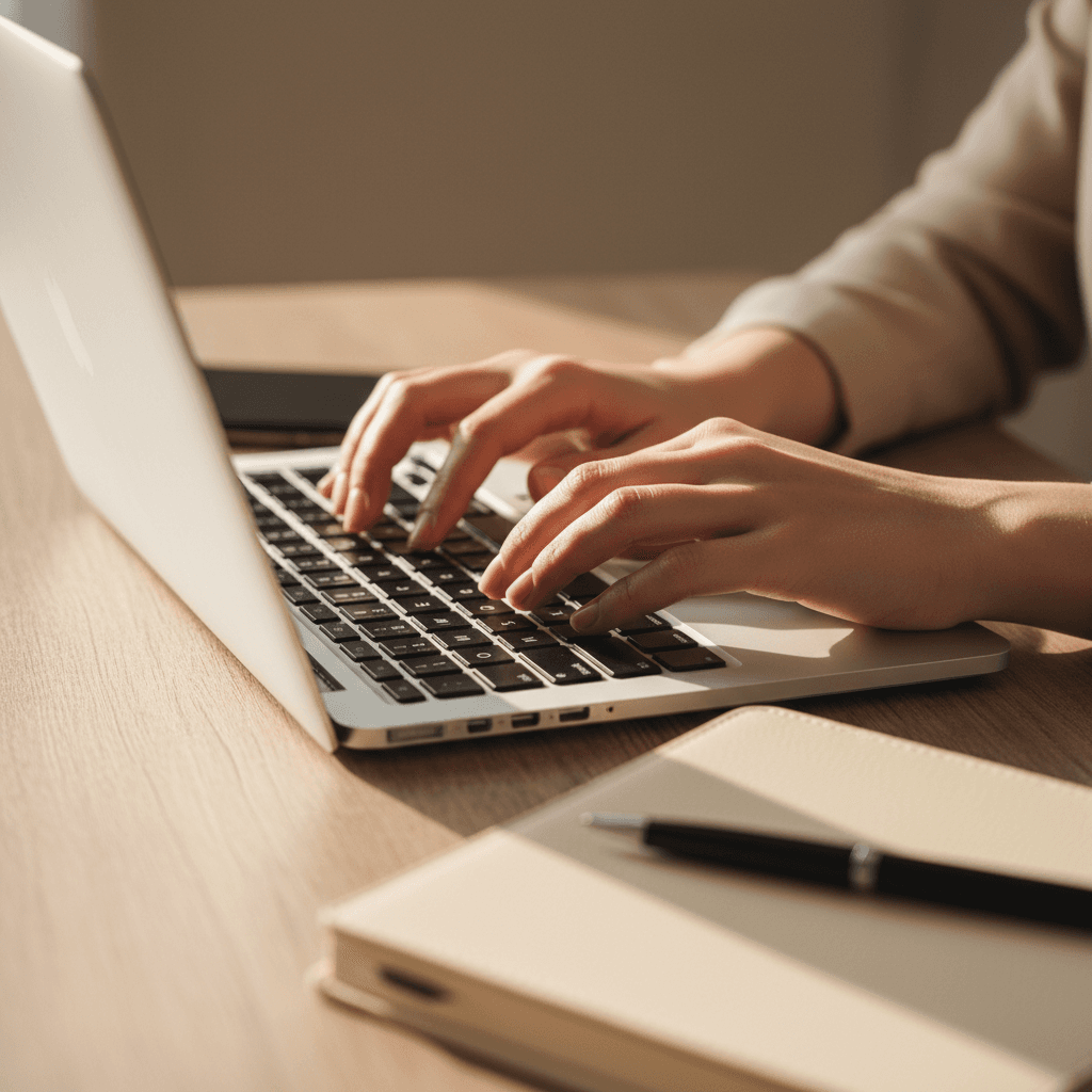 Digital marketer working on strategy at desk