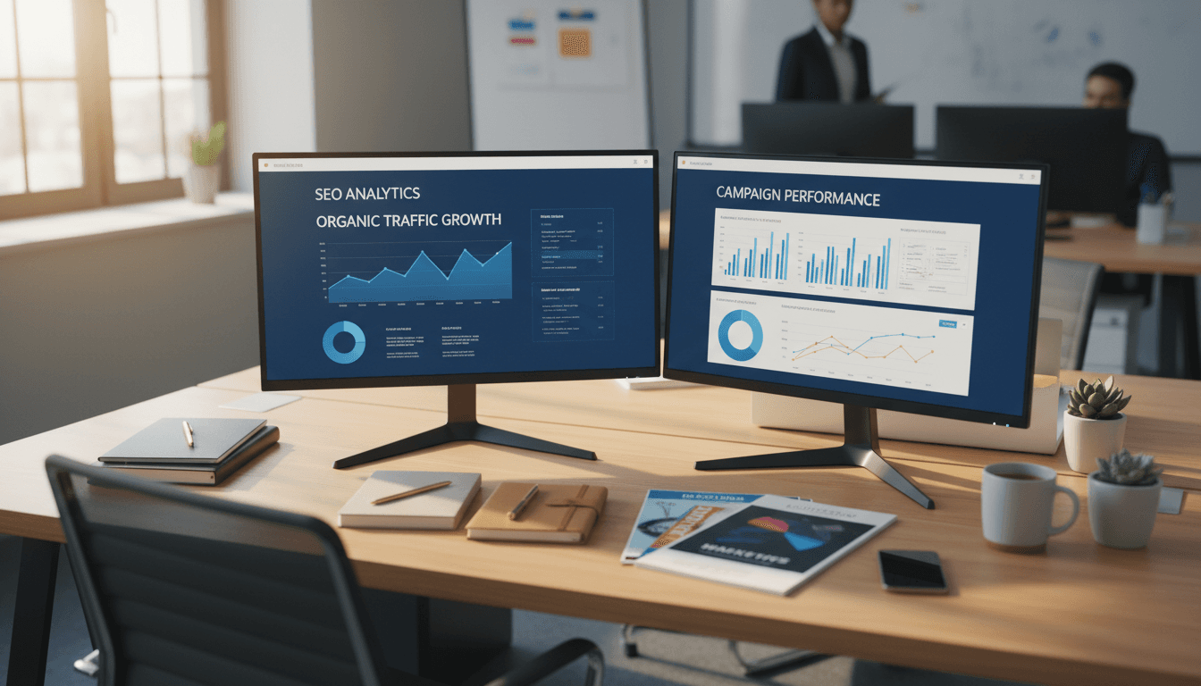 Analytics dashboard showing digital marketing campaign results